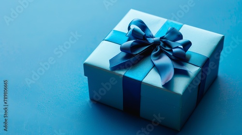Vibrant Blue Gift Box on Matching Background: Festive Present Concept