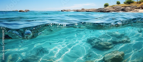 Beautiful seascape. Seascape with stones and clear water