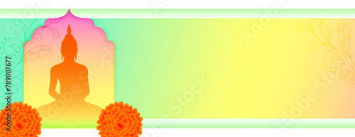 beautiful buddha purinma or guru jayanti religious banner with text space