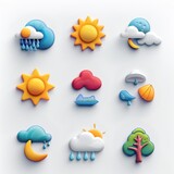 The weather icons are colorful and playful