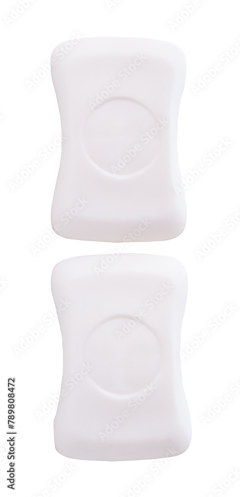 Top view set of bars of dry white soap isolated with clipping path in png file format Top view set of bars of dry white soap isolated with clipping path in png file format