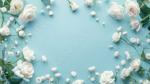 Elegant White Roses on Serene Blue Background © admin_design