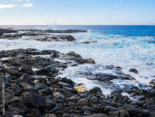 Volcanic Shoreline Along Makako Bay, Ho'ona Historic Preserve, Hawaii Island, Hawaii, USA photo