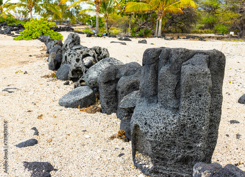 Lava Stone Lined Pathway Along Makako Bay, Ho'ona Historic Preserve, Hawaii Island, Hawaii, USA photo