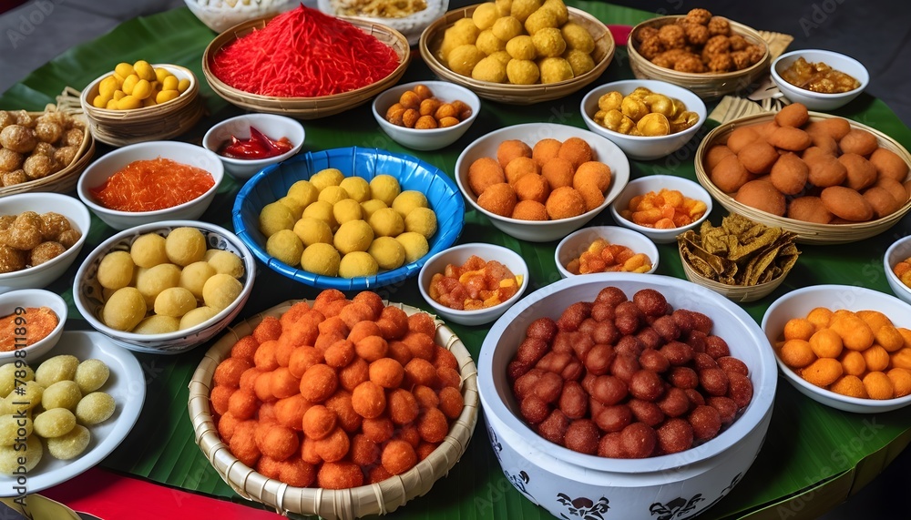 Jajanan-pasar-is-various-and-colorful-traditional-Indonesian-snacks--The-taste-could-be-delicious--sweet-or-spicy