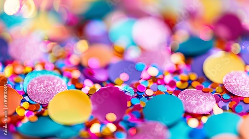 Vibrant carnival and birthday party confetti bursting with colorful joy photo