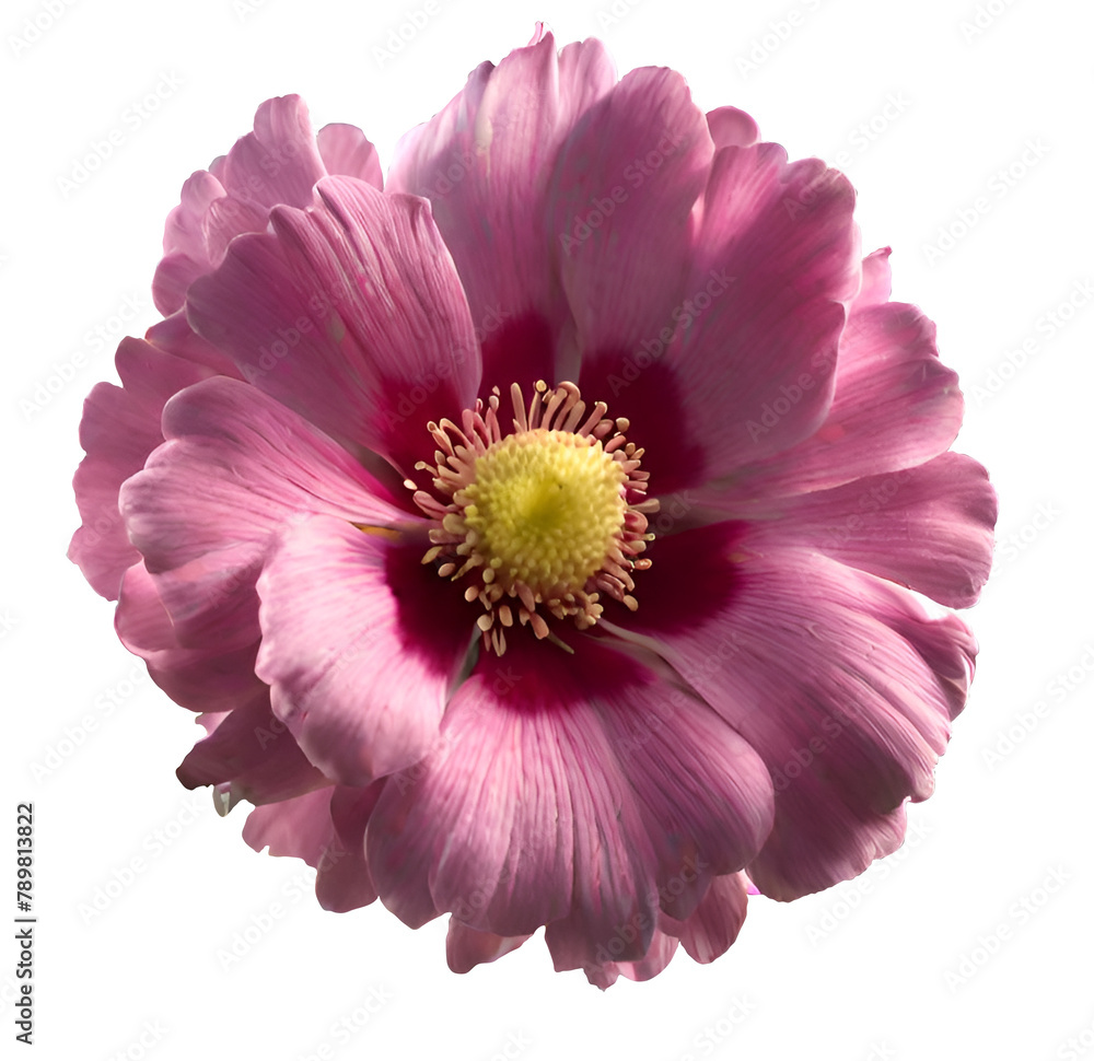 a closeup image of a pink peony blossom at peak bloom with a black background near Gervais Oregon
