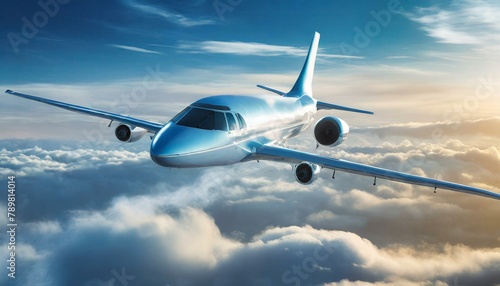 airplane in flight airplane  plane  aircraft  jet  sky  travel  flight  air