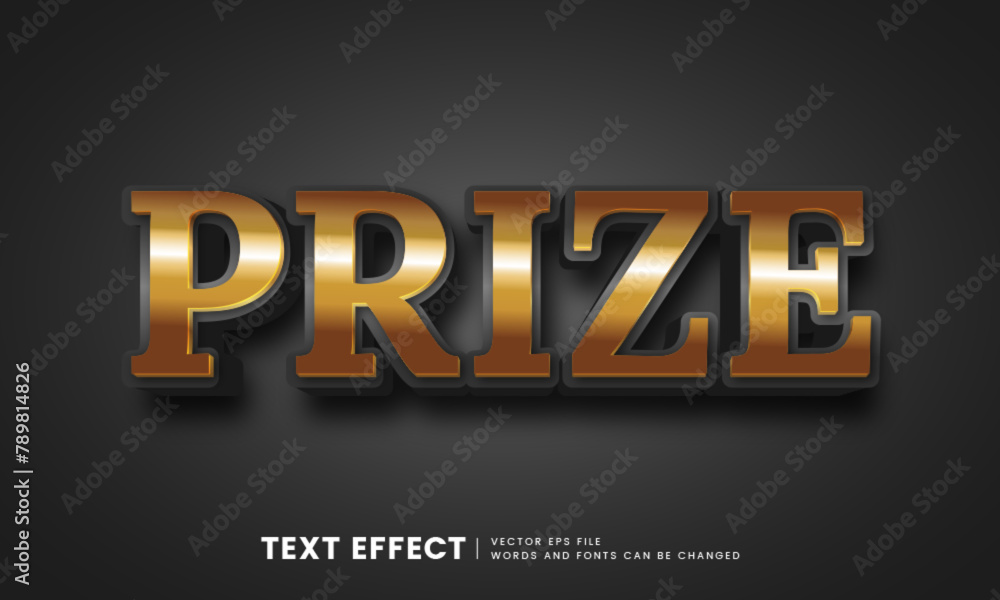 Editable elegant 3d gold prize text effect. Fancy font style perfect for logotype, title or heading text. Editable elegant 3d gold prize text effect. Fancy font style perfect for logotype, title or heading text.