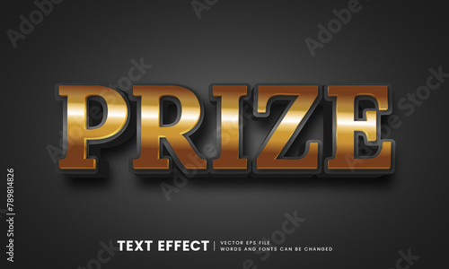 Editable elegant 3d gold prize text effect. Fancy font style perfect for logotype, title or heading text.