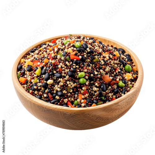 Tasty Bozoum Black Bean and Quinoa Salad Isolated On White Background  photo