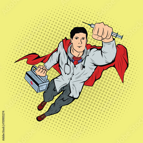 Doctor Comic Pop Art Vector Stock Illustration