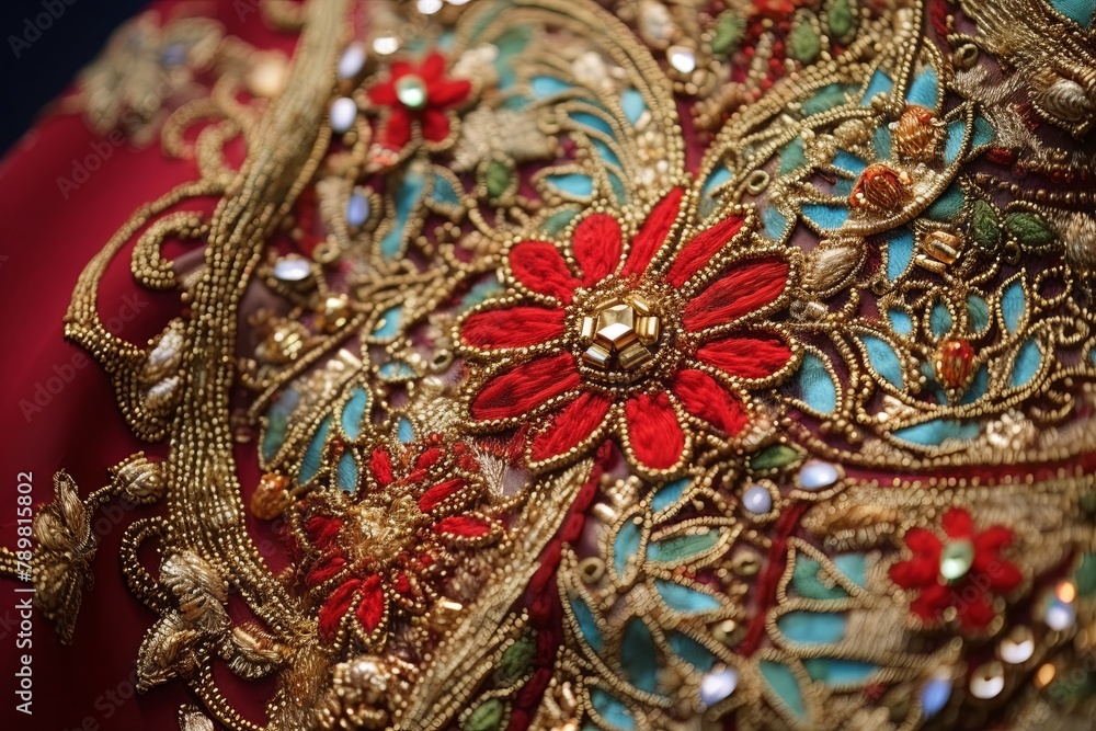 Zardozi Embroidery India rich, heavy embroidery often seen on garments and accessories, telling tales of opulence and royalty.