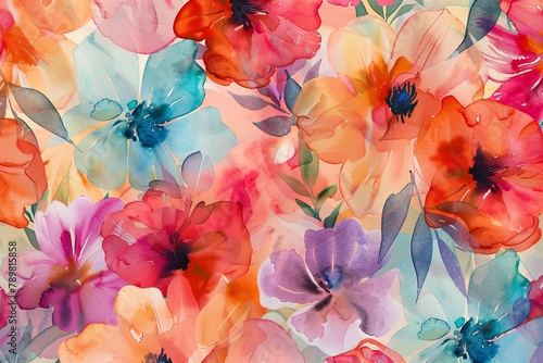 Vibrant floral watercolor paper featuring intricate details. Botanical masterpiece AI Image