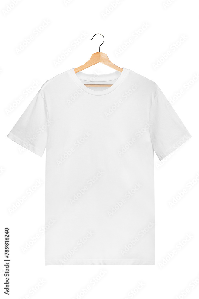 Png white t-shirt mockup on a wooden hanger Png white t-shirt mockup on a wooden hanger