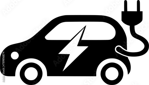 電気自動車の白黒ピクトグラム
