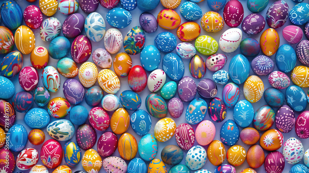 Colorful background of easter eggs collection, easter celebration Generative AI Colorful background of easter eggs collection, easter celebration Generative AI