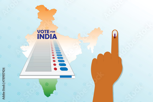 vector illustration Of Showing Voting Finger With Electronic Voting Machine, vote for india. photo