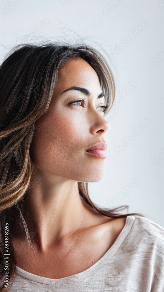 Fototapeta premium Diverse young woman portrait isolated on a bright copyspace background.
