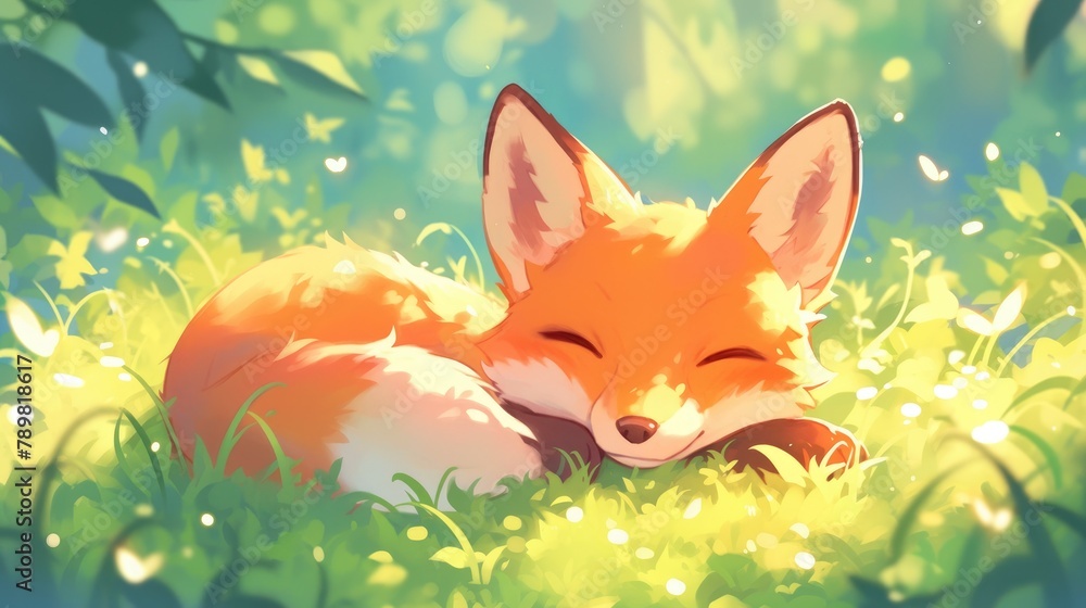Fototapeta premium The adorable fox is a delightful character from the woodland