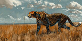Cheetah in the desert wild forest Cheetah stalking Golden Savannah Exotic Wildlife Safari