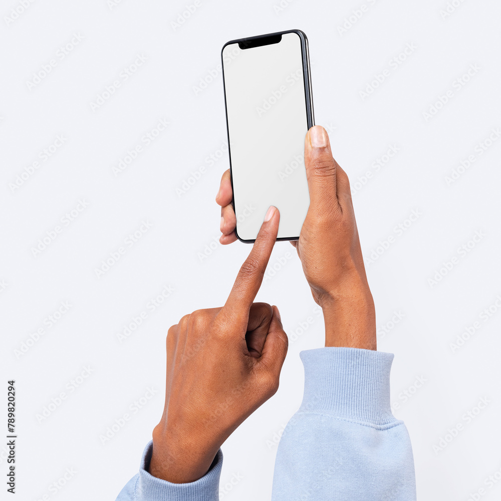 Png phone screen mockup in a hand