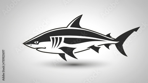   A free black-and-white shark image against a light gray background