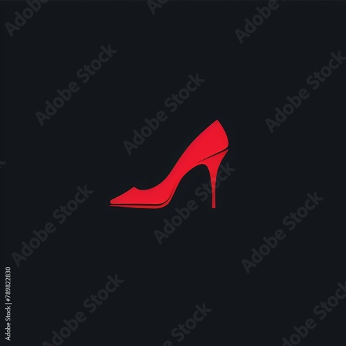  A red women's high-heel against black backdrop - minimalist fashion illustration Ideal for posters and wallpapers