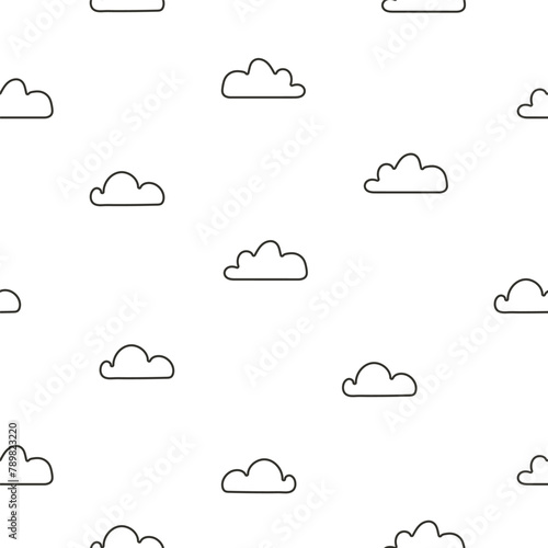 Cute clouds seamless pattern, cartoon background