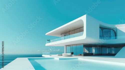 Large white building with pool