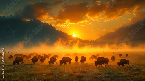   A herd of cattle grazes on a grass-covered field beneath a cloudy sky  the sun lingers in the distance © Jevjenijs