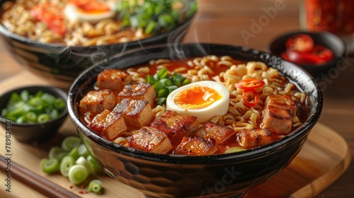  A close-up of a bowl of food with chopsticks nearby