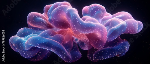   Blue-pink flower close-up against black backdrop, stars within petals' depths..Or, if you prefer a more descriptive version:.. © Jevjenijs