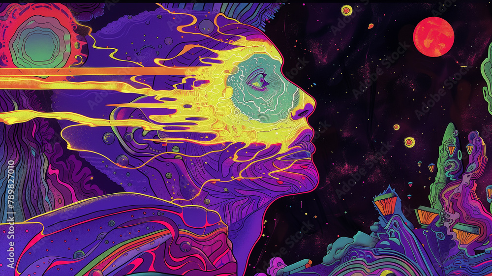 Psychedelic space-themed art. Psychedelic space-themed art.