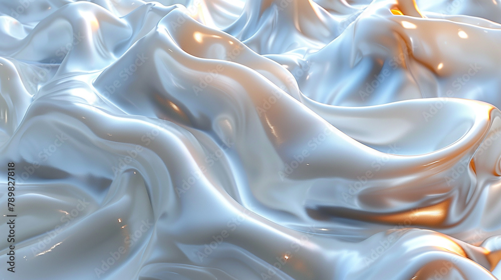 Obraz premium 白色のプラスチックとマーブルが融合したホログラフィックの抽象的な3Dレンダリング < Generative AI >