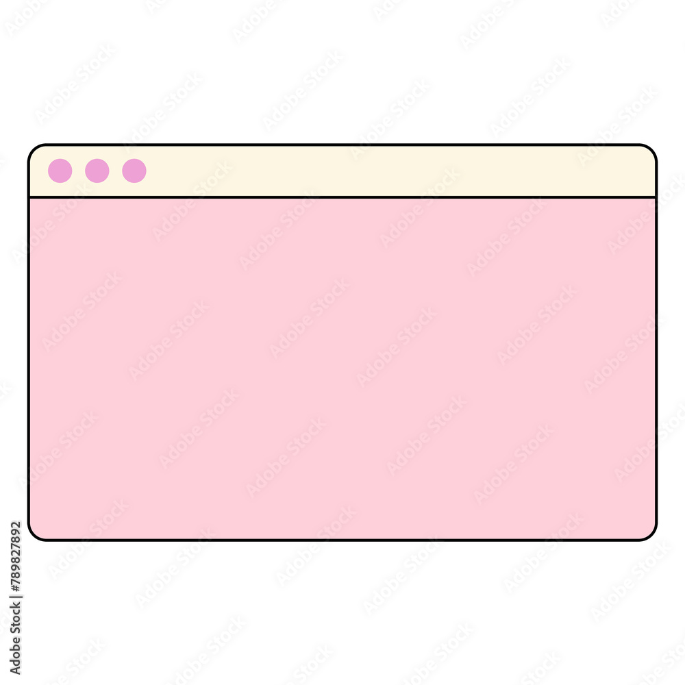 Browser window png frame, retro style, transparent background