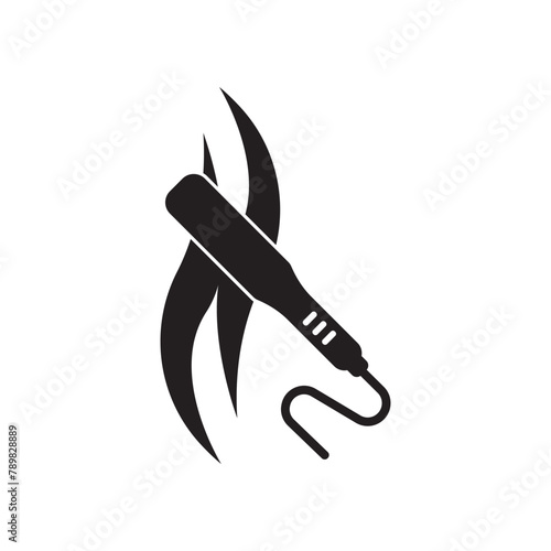 Hair straightener logo icon, vector illustration design