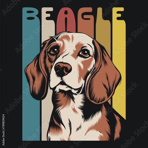 Beagle Dog Tshirt Design Vintage Vector