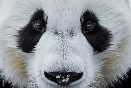 Detailed and captivating, a high-resolution photograph capturing the essence of a panda face against a pristine white canvas.