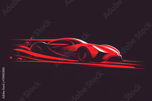 Dynamic red car icon logo showcasing strength and agility
