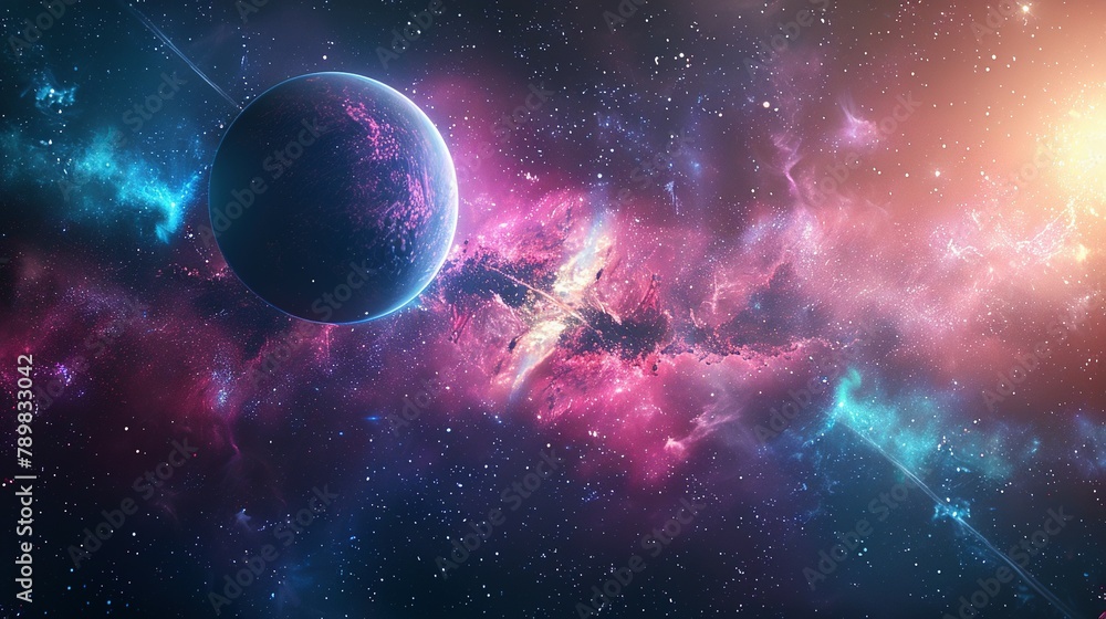 Obraz premium Planet Amidst Twin Trails