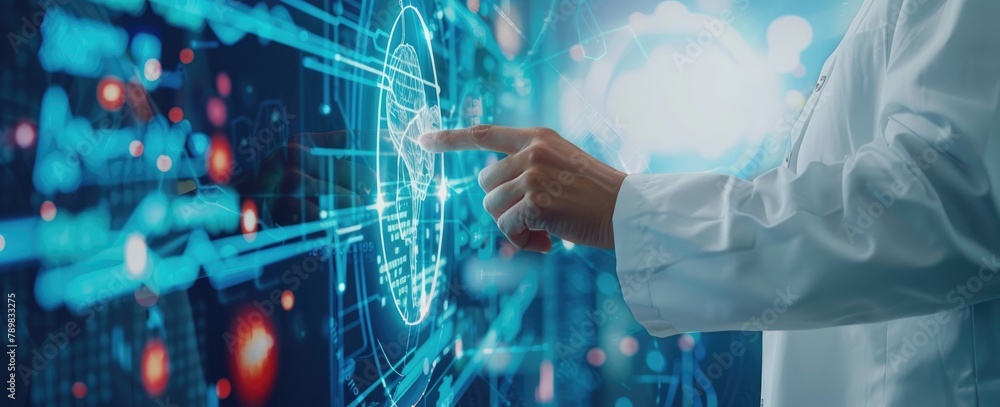 doctor hand touch technology futuristic on screen doctor hand touch technology futuristic on screen
