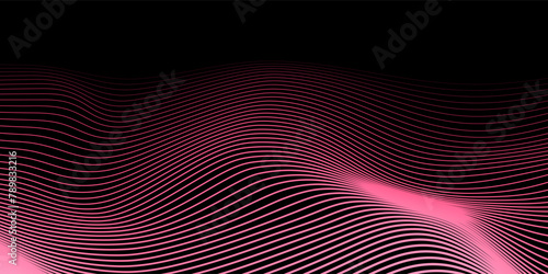 Vector abstract light lines wavy flowing dynamic in blue green colors isolated on black background for concept technology, digital, communication, 5G, science, music  and comic background