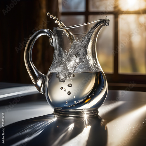 Crystal Clear Water Pouring into Glass Pitcher