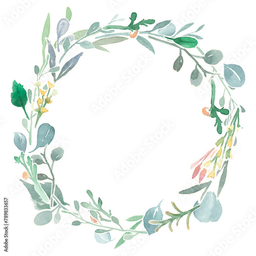 Flower wreath png frame clipart, transparent botanical watercolor illustration