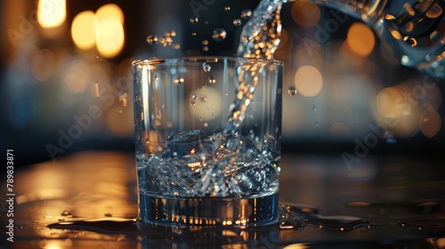 Pouring water into glass, AI generated Image
