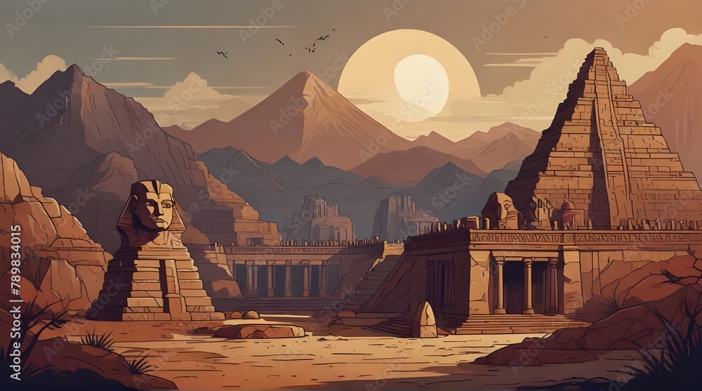 Ancient civilizations - modern line design style web banners.generative.ai