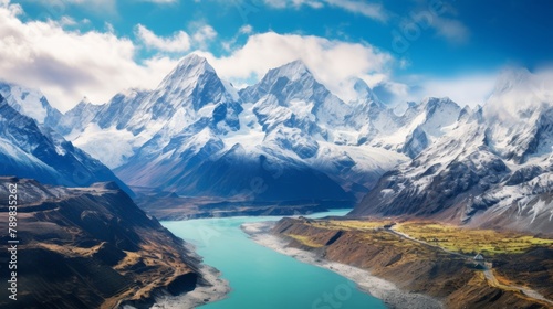 Beautiful landscape lake on the background of mountains