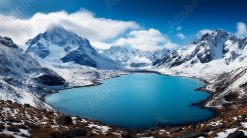 Beautiful landscape lake on the background of mountains © Aida