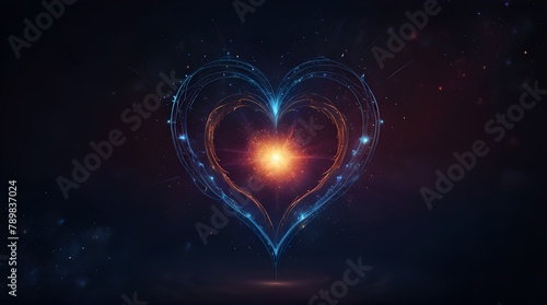 Cosmic heart beating and shining through space and time, universal love, spirituality and esoteric.generative.ai